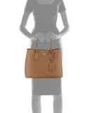 Saffiano Cuir Double Medium Tote Bag, Camel/Brown (Cannella/Cocco)