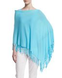 Bateau-Neck Poncho W/Fringe Trim