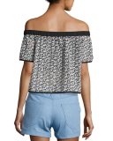 Flavia Eyelet Lace Off-the-Shoulder Short-Sleeve Top