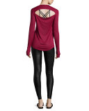 Wave Long-Sleeve Sport Top, Burgundy