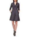 Eve Metallic Chenille Coat Dress, Black