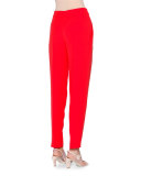 Slim-Leg Silk-Cady Pants, Scarlet