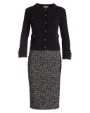 Tweed Pencil Skirt, Black/White