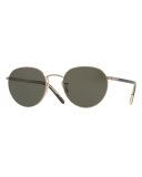 Hassett Monochromatic Round Sunglasses, Gold