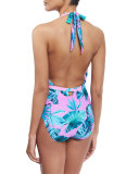 Cabana Aegean Palms Cross-Halter One-Piece Swimsuit