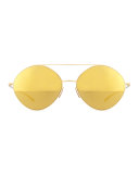 Round Mirrored Stainless Steel Sunglasses