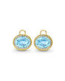 Oval Blue Topaz & Diamond Earring Drops, 18k Yellow Gold