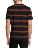Striped Logo T-Shirt, Black/Red/Brown