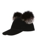 Sass Wool Felt Pompom Baseball Cap, Black/Silver