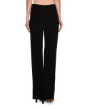Wide-Leg Silk Pants, Black