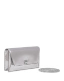 Anouk Leather Envelope Clutch Bag, Silver Metallic