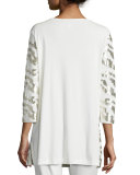 Sequined Animal Tunic, Ivory, Plus Size