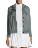 Linen-Blend Utility Jacket, Army