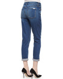 Lavierra Wash Cropped Roll-Cuff Jeans, Navy