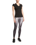 Stardust Printed Sport Leggings with Mesh Inserts