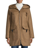 Hooded Wool-Blend Jacket, Brown
