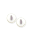 Freshwater Pearl Button Stud Earrings, 9.5-10mm