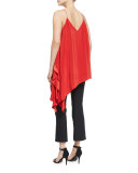 Romeo Sleeveless V-Neck Draped Top, Venetian Red