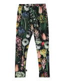 Niki Soft Botanic Stretch Leggings, Green/Multicolor, Size 3-14