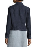Organic Linen Jean Jacket, Denim, Plus Size