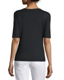 Half-Sleeve Square-Neck Top