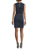 Sleeveless Scuba Sheath Dress, Navy