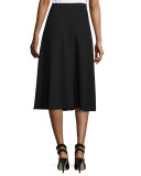 Ring-Detail A-Line Midi Skirt, Black