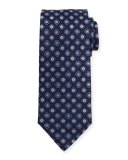 Woven Flower Medallion Silk Tie, Blue