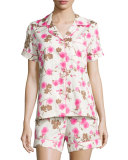 Cherry Blossom Printed Shorty Pajama Set