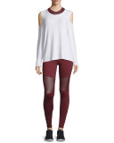 Sycamore Mesh-Panel Compression Running Tights, Burgundy