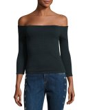 Donna Off-the-Shoulder Knit Top, Scarab/Black