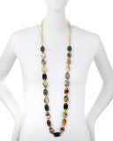 Mixed Dark Horn Station Necklace