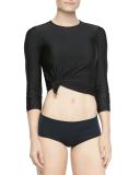 Perfect UPF 50 Long-Sleeve Swim Tee, Black