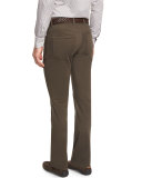 Bedford Five-Pocket Stretch-Cotton Pants, Olive