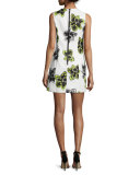 Astrid Magnolia-Print Dress, Citron
