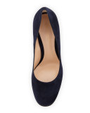 Linda Suede Chunky-Heel Pump