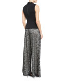 Caryn Embroidered-Collar Sleeveless Top