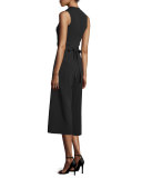 Sleeveless Combo Wide-Leg Cropped Jumpsuit, Black