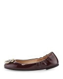 Twiggie Logo Patent Ballerina Flat, Port