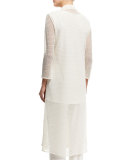 Drama 3/4-Sleeve Crochet Duster Coat