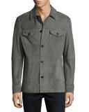 Suede Shirt Jacket, Gray
