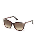 Studded Cat-Eye Sunglasses, Havana
