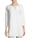 3/4-Sleeve Lattice-Trim Tunic