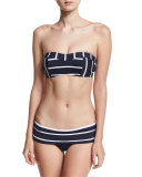 Castaway Striped Skirted Hipster Swim Bottom, Blue/White