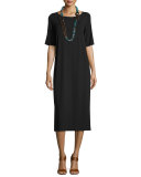 Half-Sleeve Jersey Midi Dress