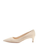 Suede Pointed-Toe 45mm Pump, Quarzo