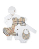 Girls' Maxime Check Layette Set, White, Size 3-18 Months