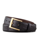 Glazed Alligator Belt, Black