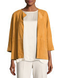 Formentera Drape-Front Suede Jacket, Orange