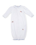 Strawberry Delight Convertible Sleep Gown, Blue/White, Size Newborn-Small